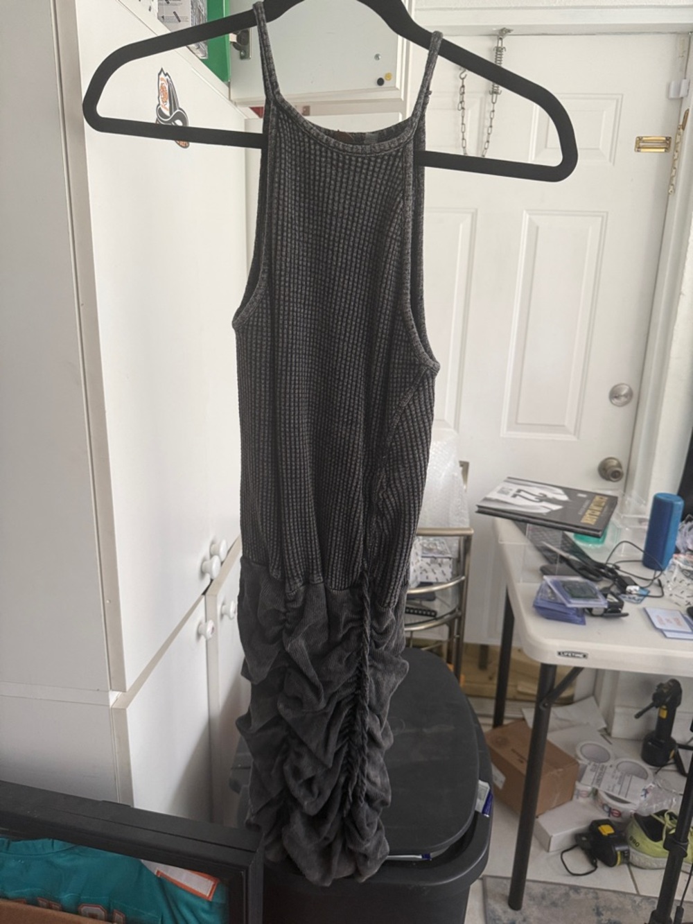 Charcoal Ruched Tank Midi Dress - Women